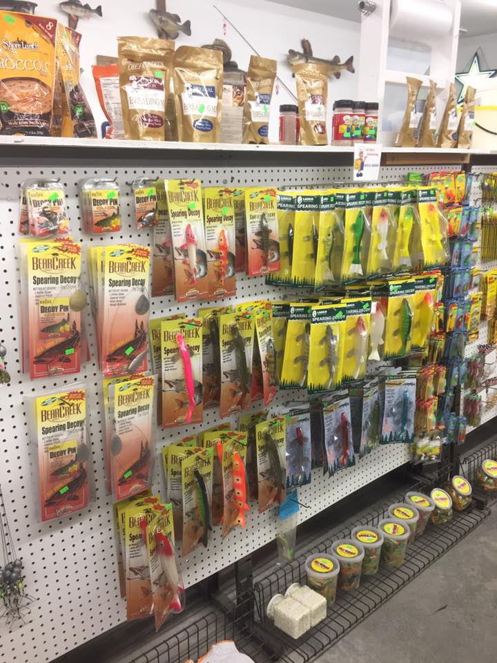 shelf full of fishing tackle at MD Pawn & Bait